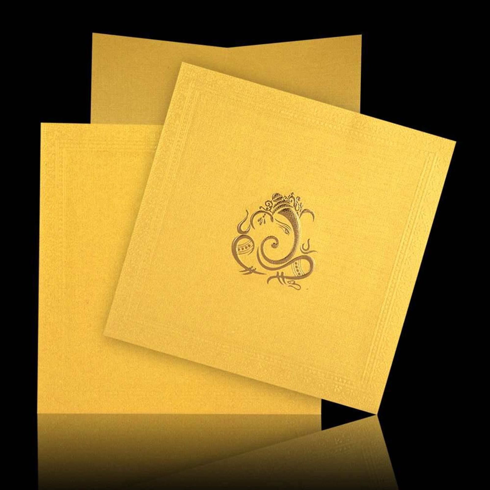 Perfect Cream Shading With Golden Ganesha Wedding Card-KNK43210-3